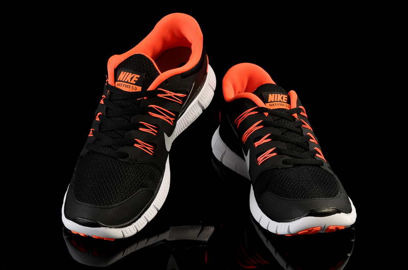 Nike Free Run 5.0 V2 Mens Running Shoes New Breathable Black Orange (5)
